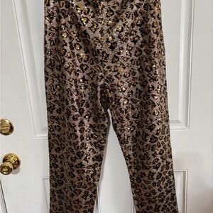 L'ATISTE Gold and Black Sequin Pants